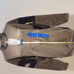 New SPYDER Mens full zip, olive green/yellow, large NWT